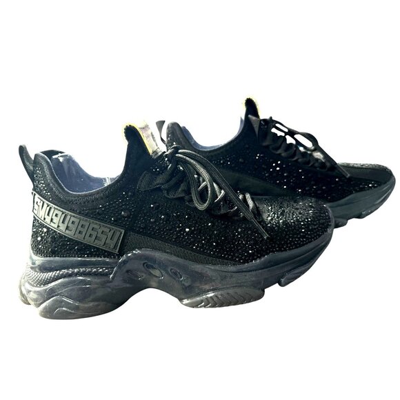 NWOT Steve Madden Maxima-R Black Rhinestone Embellished‎ Sneakers Women's Size 8 - Picture 4 of 16